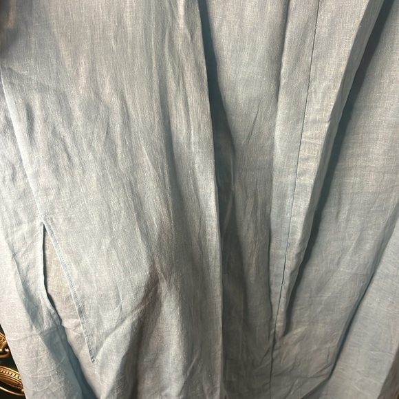 NWT VIX Paula Hermanny Linen Blend Spaghetti Strap Sky Blue Button Up Dress Sz M - Picture 8 of 10